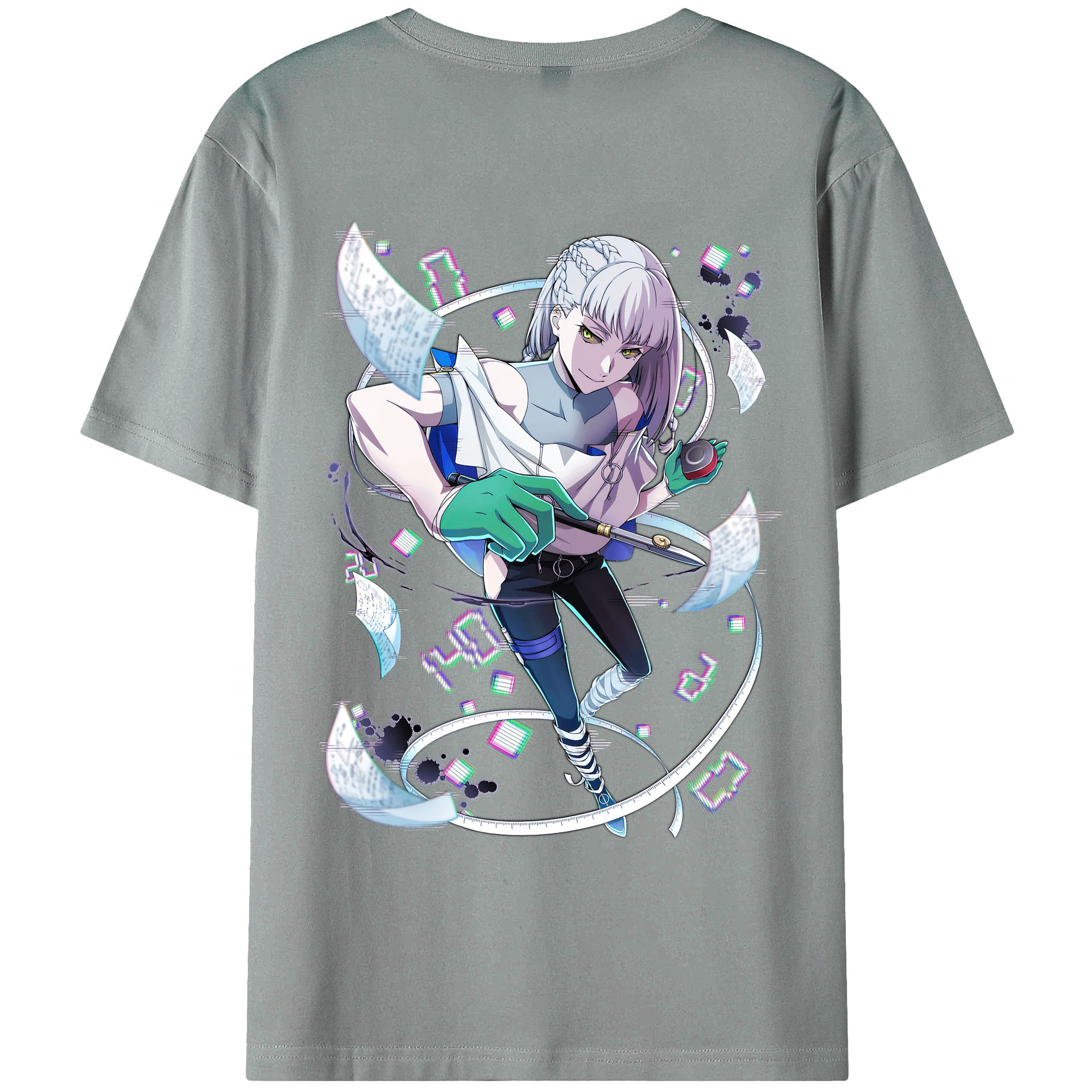 （画像用） 文豪ストレイドッグス Bungo Stray Dogs 綿100％ メンズ半袖Tシャツ（バックプリント） 通気性